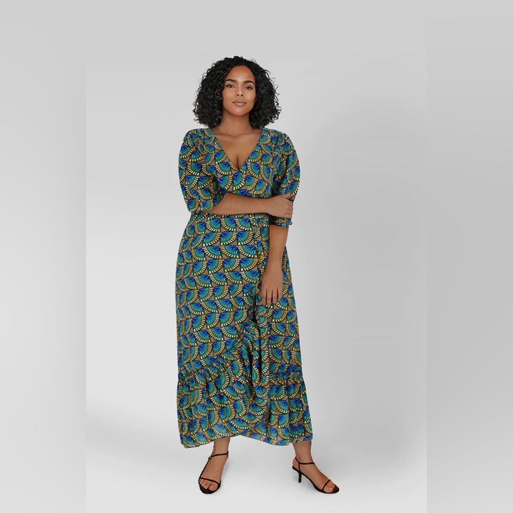 Silk & Salt Journey Maxi Wrap Dress-African Peacock